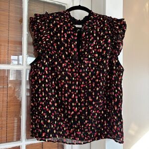 J. Crew Factory Metallic Rose Print Sleeveless Top Large